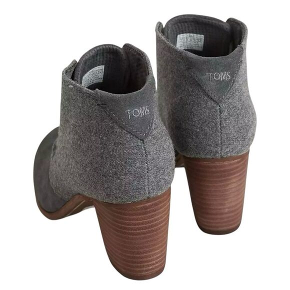 Toms Lunata‎ Grey Suede Block Heeled Lace-Up Booties -- 8.5 - Picture 6 of 13